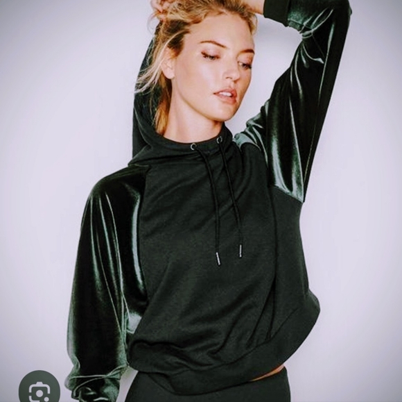 Victoria's Secret Tops - Victoria's Secret Black Velvet Hoodie